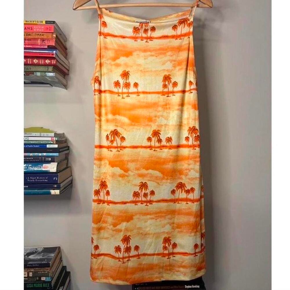Vintage Y2K Sunset Tropical Summer Mini Dress Size M